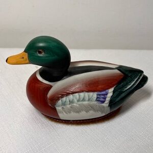 Jasco ceramic mallard duck lint brush.  hand-painted ceramic vintage collectible